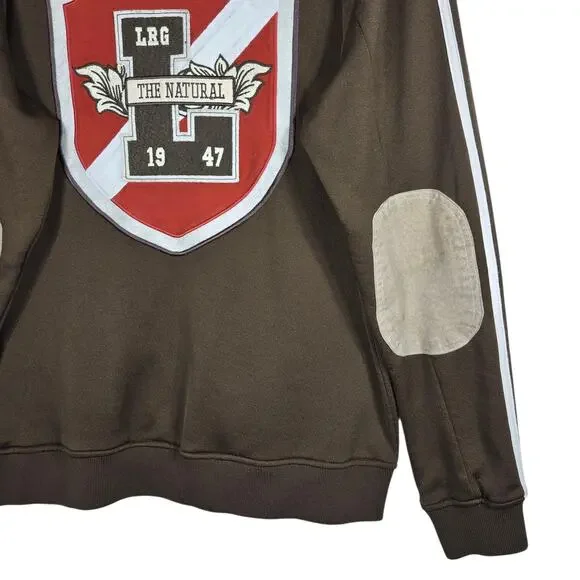 LRG Killa Cambridge Track Jacket Mens Medium Brown Suede Elbow Patches Varsity - Picture 12 of 12
